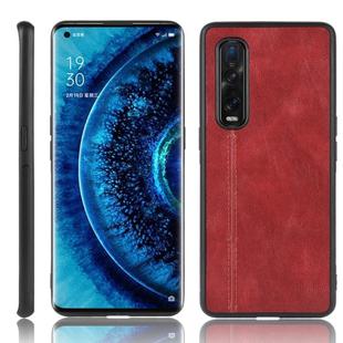 For Oppo Find X2 Pro Regular Version  Shockproof Sewing Cow Pattern Skin PC + PU + TPU Case(Red)