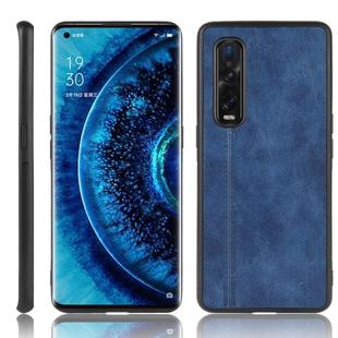 For Oppo Find X2 Pro Regular Version  Shockproof Sewing Cow Pattern Skin PC + PU + TPU Case(Blue)