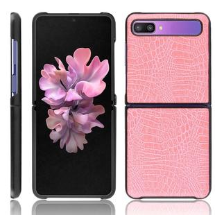 For Galaxy Z Flip Shockproof Crocodile Texture PC + PU Case(Pink)