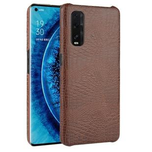 For Oppo Find X2 Shockproof Crocodile Texture PC + PU Case(Brown)