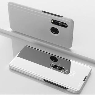 For OPPO A8 Plated Mirror Horizontal Flip Leather Case with Holder(Silver)