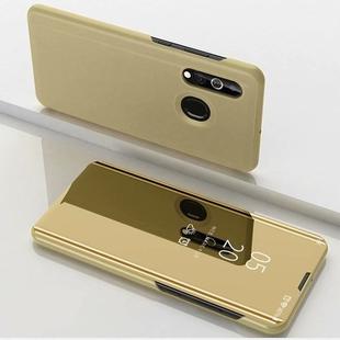 For OPPO A8 Plated Mirror Horizontal Flip Leather Case with Holder(Gold)