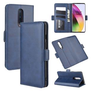 For OnePlus 8 Dual-side Magnetic Buckle Horizontal Flip Leather Case with Holder & Card Slots & Wallet(Dark Blue)