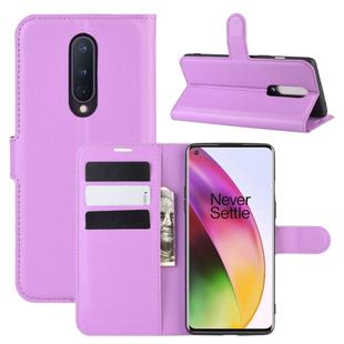 For OnePlus 8 Litchi Texture Horizontal Flip Protective Case with Holder & Card Slots & Wallet(Purple)