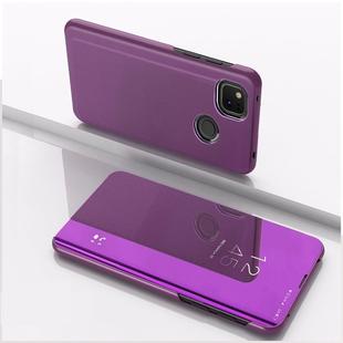 For Google Pixel 4a Plated Mirror Horizontal Flip Leather Case with Holder(Purple)