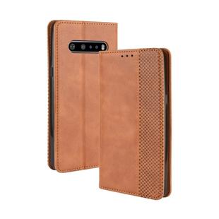 For LG V60 ThinQ 5G Magnetic Buckle Retro Crazy Horse Texture Horizontal Flip Leather Case  , with Holder & Card Slots & Photo Frame(Brown)