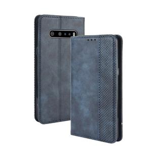 For LG V60 ThinQ 5G Magnetic Buckle Retro Crazy Horse Texture Horizontal Flip Leather Case  , with Holder & Card Slots & Photo Frame(Blue)