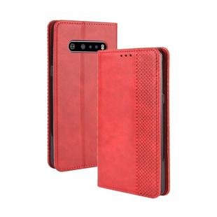 For LG V60 ThinQ 5G Magnetic Buckle Retro Crazy Horse Texture Horizontal Flip Leather Case  , with Holder & Card Slots & Photo Frame(Red)