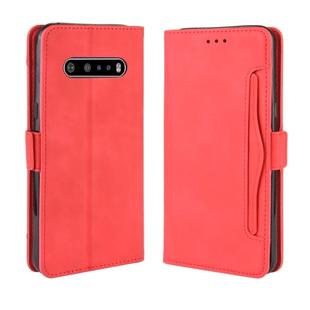 For LG V60 ThinQ 5G Wallet Style Skin Feel Calf Pattern Leather Case ，with Separate Card Slot(Red)
