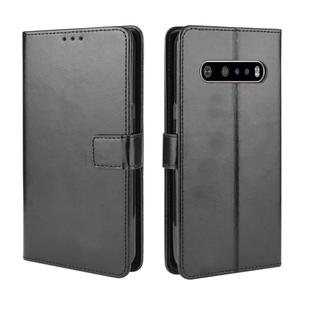 For LG V60 ThinQ 5G Retro Crazy Horse Texture Horizontal Flip Leather Case , with Holder & Card Slots & Photo Frame(Black)