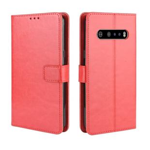 For LG V60 ThinQ 5G Retro Crazy Horse Texture Horizontal Flip Leather Case , with Holder & Card Slots & Photo Frame(Red)