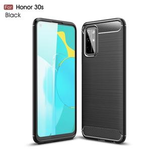 For Huawei Honor 30S Brushed Texture Carbon Fiber TPU Case(Black)