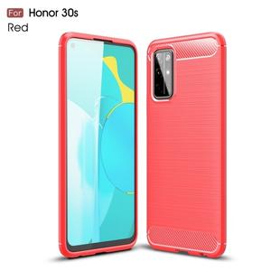 For Huawei Honor 30S Brushed Texture Carbon Fiber TPU Case(Red)