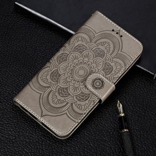 For Galaxy A21 Mandala Embossing Pattern Horizontal Flip Leather Case with Holder & Card Slots & Wallet & Photo Frame & Lanyard(Grey)
