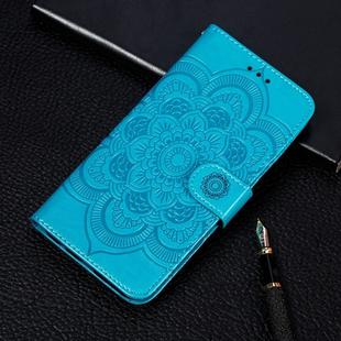 For LG K50S Mandala Embossing Pattern Horizontal Flip Leather Case with Holder & Card Slots & Wallet & Photo Frame & Lanyard(Blue)