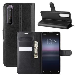 For Sony Xperia 1 II Litchi Texture Horizontal Flip Protective Case with Holder & Card Slots & Wallet(Black)