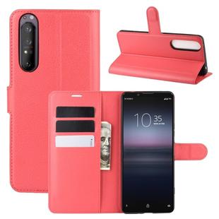 For Sony Xperia 1 II Litchi Texture Horizontal Flip Protective Case with Holder & Card Slots & Wallet(Red)