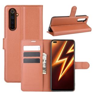 For OPPO Realme 6 Pro Litchi Texture Horizontal Flip Protective Case with Holder & Card Slots & Wallet(Brown)