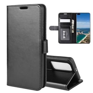 For Huawei P40 Pro+/P40 Pro Plus R64 Texture Single Horizontal Flip Protective Case with Holder & Card Slots & Wallet& Photo Frame(Black)