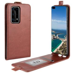 For Huawei P40 Pro+/P40 Pro Plus R64 Texture Single Vertical Flip Leather Protective Case with Card Slots & Photo Frame(Brown)