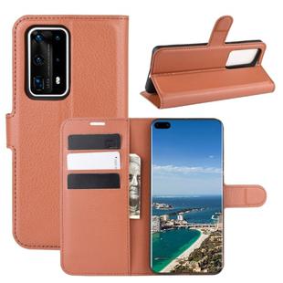 For Huawei P40 Pro+/P40 Pro Plus Litchi Texture Horizontal Flip Protective Case with Holder & Card Slots & Wallet(Brown)