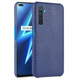 For Oppo Realme 6 Pro Shockproof Crocodile Texture PC + PU Case(Blue)