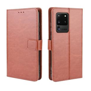 For Galaxy S20 Ultra/S20 Ultra 5G  Retro Crazy Horse Texture Horizontal Flip Leather Case , with Holder & Card Slots & Photo Frame(Brown)