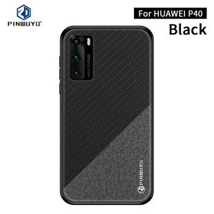 For Huawei P40 PINWUYO Rong Series  Shockproof PC + TPU+ Chemical Fiber Cloth Protective Cover(Black)