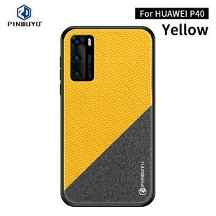 For Huawei P40 PINWUYO Rong Series  Shockproof PC + TPU+ Chemical Fiber Cloth Protective Cover(Yellow)