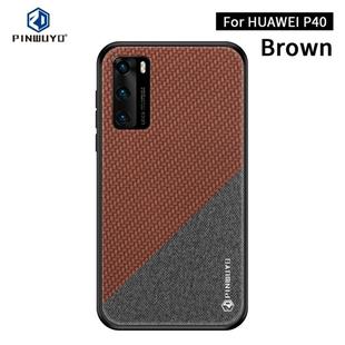 For Huawei P40 PINWUYO Rong Series  Shockproof PC + TPU+ Chemical Fiber Cloth Protective Cover(Brown)