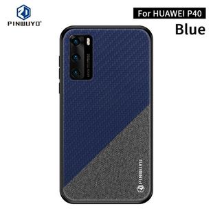For Huawei P40 PINWUYO Rong Series  Shockproof PC + TPU+ Chemical Fiber Cloth Protective Cover(Blue)