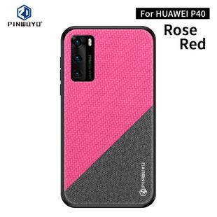 For Huawei P40 PINWUYO Rong Series  Shockproof PC + TPU+ Chemical Fiber Cloth Protective Cover(Red)