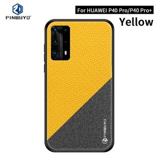 For Huawei P40 pro / P40pro+ PINWUYO Rong Series  Shockproof PC + TPU+ Chemical Fiber Cloth Protective Cover(Yellow)