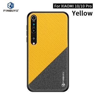 For Xiaomi 10 / 10pro PINWUYO Rong Series  Shockproof PC + TPU+ Chemical Fiber Cloth Protective Cover(Yellow)