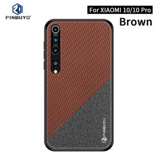 For Xiaomi 10 / 10pro PINWUYO Rong Series  Shockproof PC + TPU+ Chemical Fiber Cloth Protective Cover(Brown)