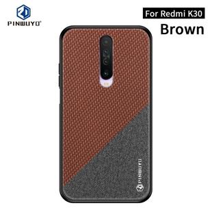 For Xiaomi  RedMi K30 PINWUYO Rong Series  Shockproof PC + TPU+ Chemical Fiber Cloth Protective Cover(Brown)