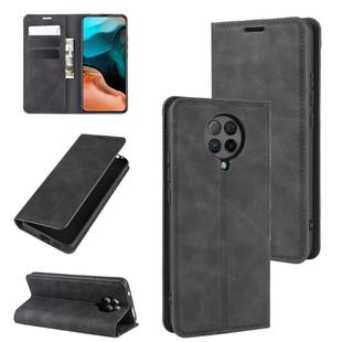 For Xiaomi Redmi K30 Pro Retro-skin Business Magnetic Suction Leather Case with Holder & Card Slots & Wallet(Black)