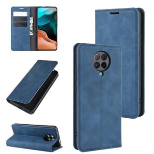 For Xiaomi Redmi K30 Pro Retro-skin Business Magnetic Suction Leather Case with Holder & Card Slots & Wallet(Dark Blue)