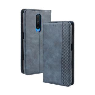 For Xiaomi Redmi K30/Poco X2 Magnetic Buckle Retro Crazy Horse Texture Horizontal Flip Leather Case  , with Holder & Card Slots & Photo Frame(Blue)