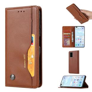 For Huawei P40 Pro Knead Skin Texture Horizontal Flip Leather Case with Photo Frame & Holder & Card Slots & Wallet(Brown)