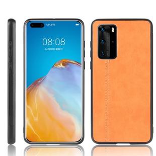 For Huawei P40 Pro Shockproof Sewing Cow Pattern Skin PC + PU + TPU Case(Orange)