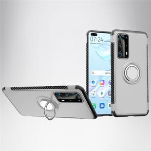 For  Huawei  P40 Magnetic 360 Degree Rotation Ring Armor Protective Case(Silver)