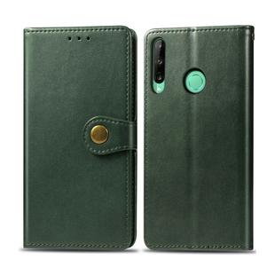 For Huawei Y7P Retro Solid Color Leather Buckle Phone Case with Lanyard & Photo Frame & Card Slot & Wallet & Stand Function(Green)