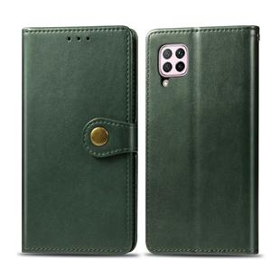 For Huawei P40 Lite/Nova 7i/Nova 6se Retro Solid Color Leather Buckle Phone Case with Lanyard & Photo Frame & Card Slot & Wallet & Stand Function(Green)