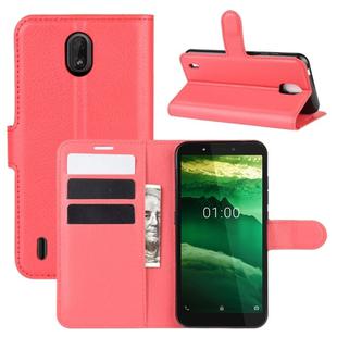 For Nokia C1 Litchi Texture Horizontal Flip Protective Case with Holder & Card Slots & Wallet(Red)