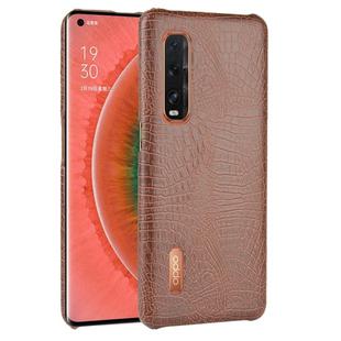 For Oppo Find X2 Pro Shockproof Crocodile Texture PC + PU Case(Brown)
