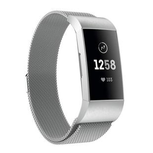 For Fitbit Charger 3 Metal Magnetic Metal Watch Band(Silver)