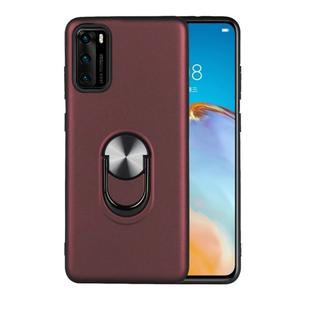 For Huawei P40 360 Rotary Multifunctional Stent PC+TPU Case with Magnetic Invisible Holder(Jujube Red)