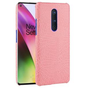 For OnePlus 8 Shockproof Crocodile Texture PC + PU Case(Pink)