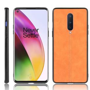 For OnePlus 8 Shockproof Sewing Cow Pattern Skin PC + PU + TPU Case(Orange)